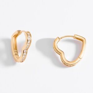 Heart earrings crystal stones 18k gold